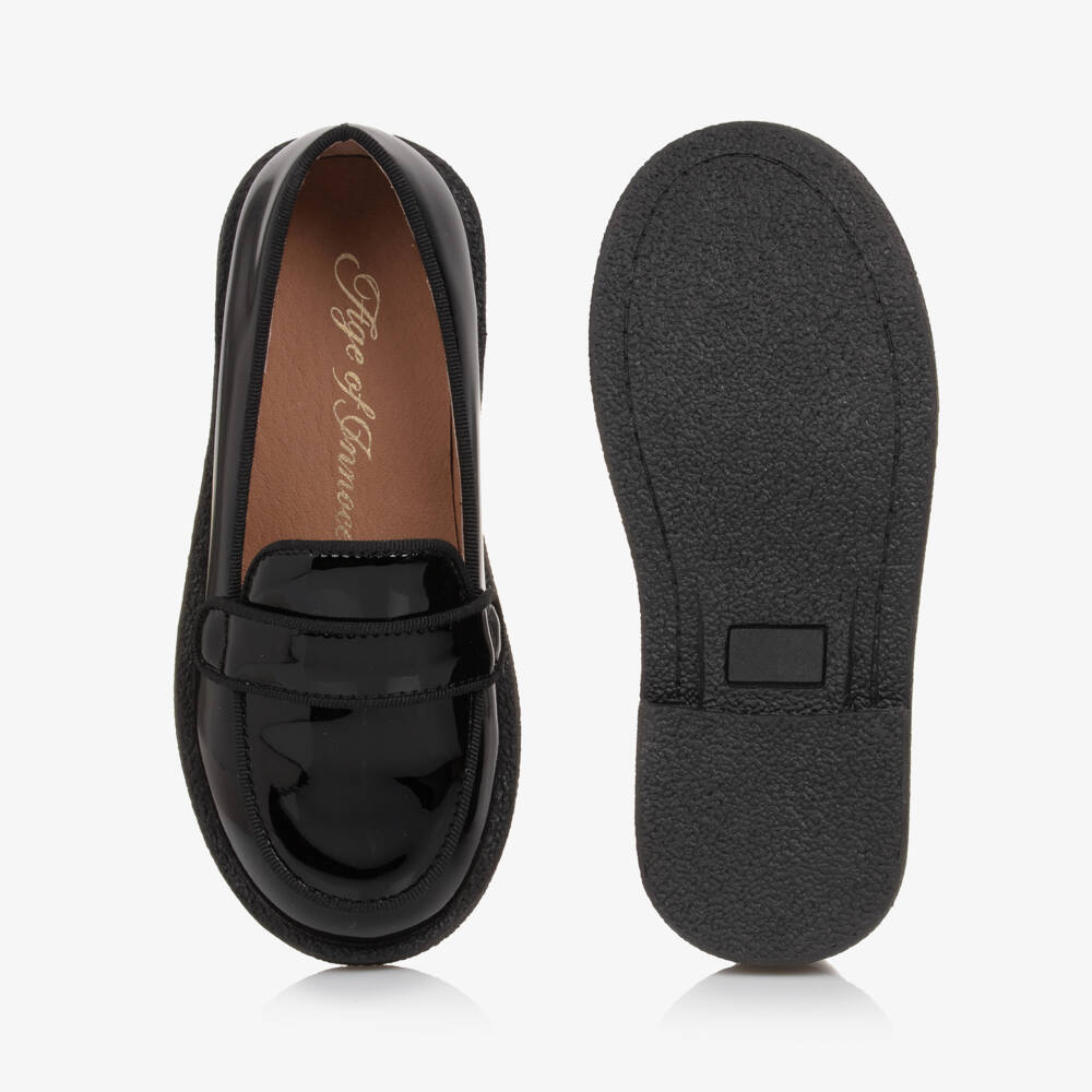 Age of Innocence-Girls Glossy Black Leather Loafers | Childrensalon Outlet
