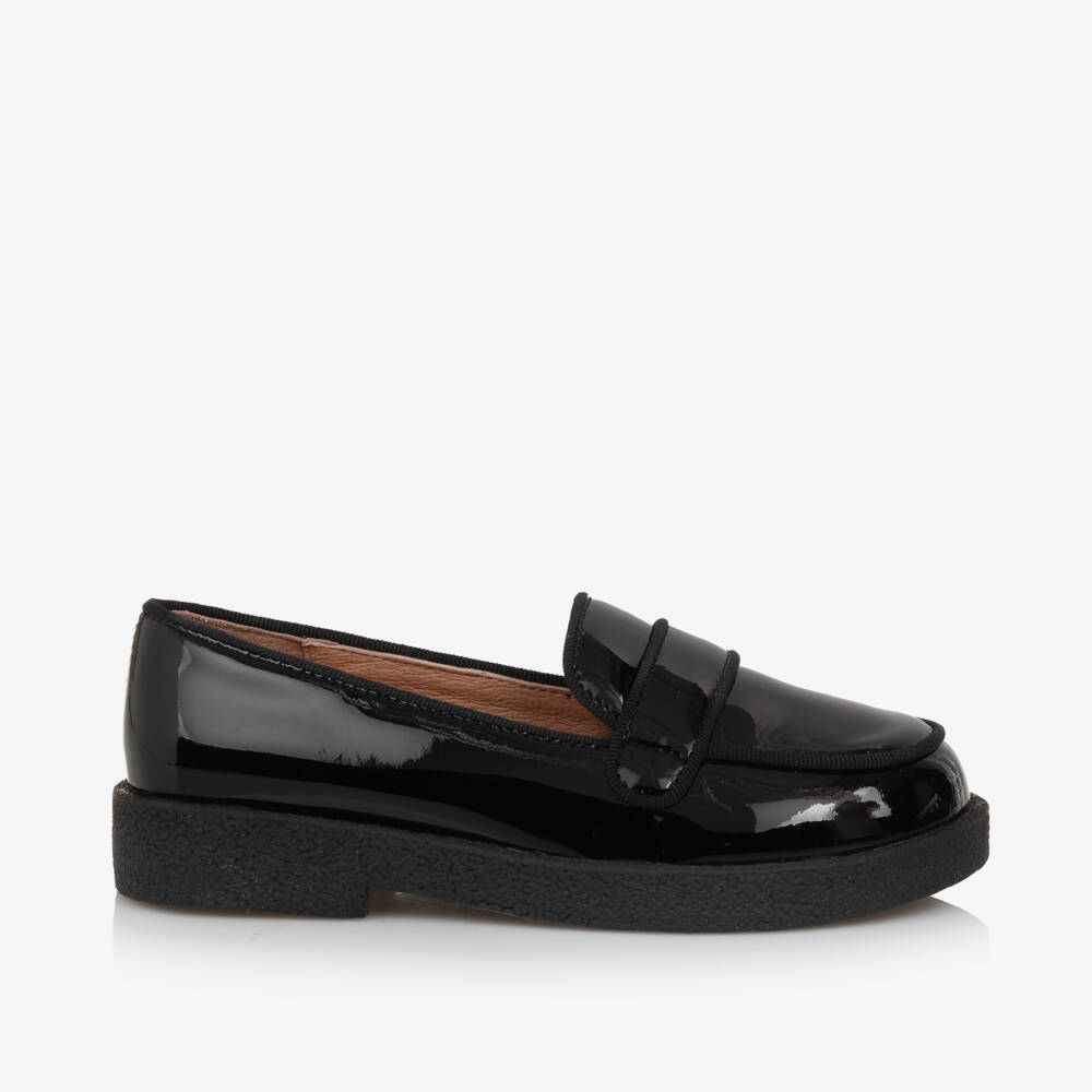 Age of Innocence-Girls Glossy Black Leather Loafers | Childrensalon Outlet