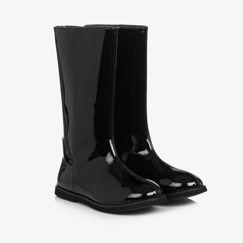Age of Innocence-Girls Glossy Black Slip-On Boots | Childrensalon Outlet
