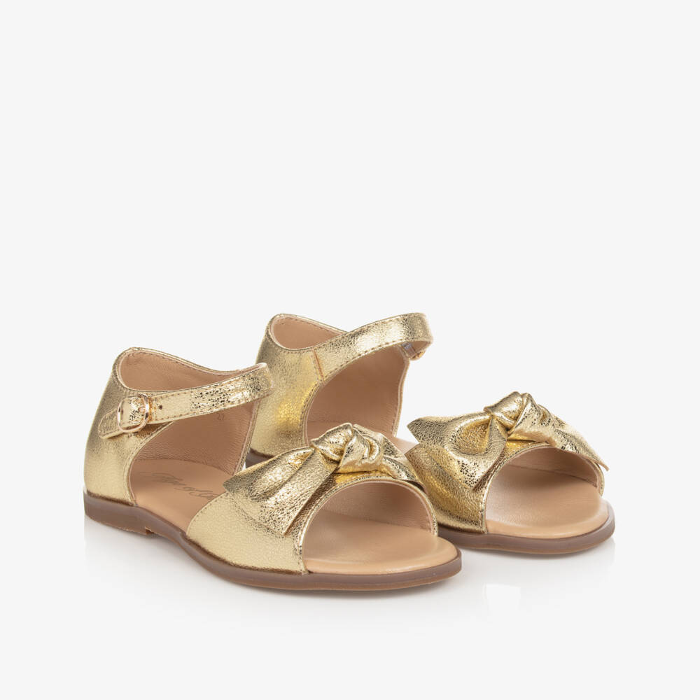 Age of Innocence-Girls Gold Bow Leather Sandals | Childrensalon Outlet