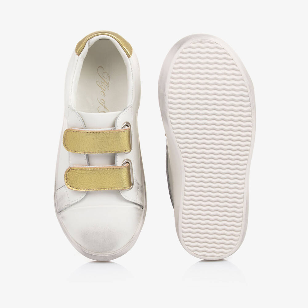 Age of Innocence-حذاء رياضي جلد لون أبيض وذهبي للبنات | Childrensalon Outlet