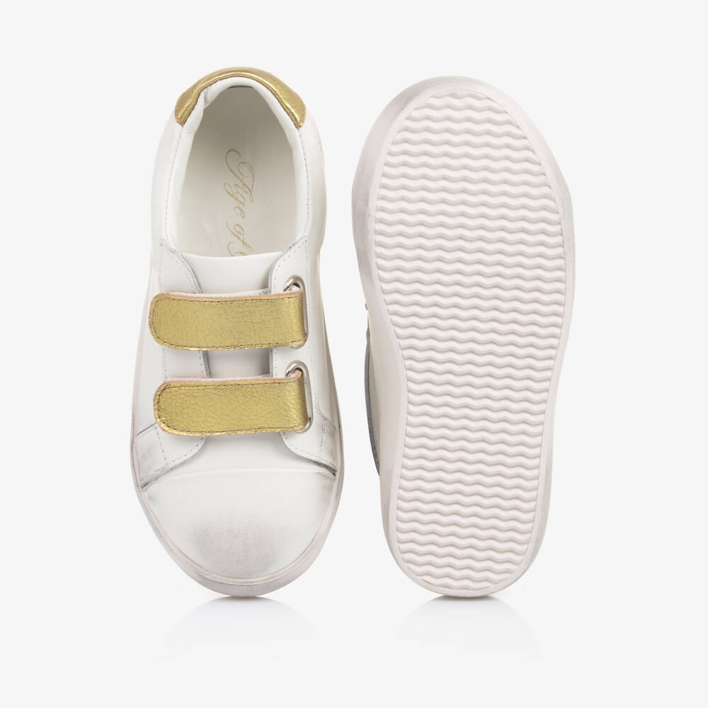 Age of Innocence-Girls Gold-Trimmed Leather Trainers | Childrensalon Outlet