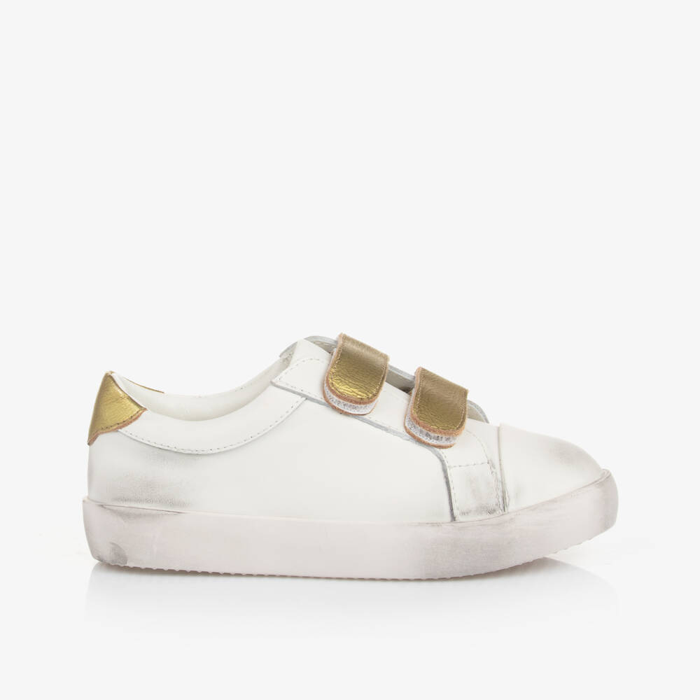 Age of Innocence-حذاء رياضي جلد لون أبيض وذهبي للبنات | Childrensalon Outlet