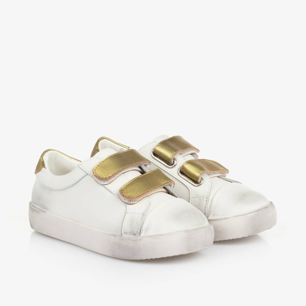 Age of Innocence-حذاء رياضي جلد لون أبيض وذهبي للبنات | Childrensalon Outlet