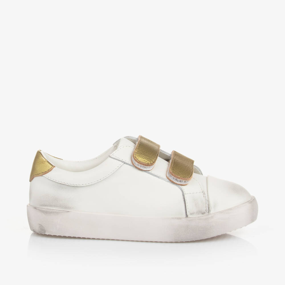 Age of Innocence-Girls Gold-Trimmed Leather Trainers | Childrensalon Outlet