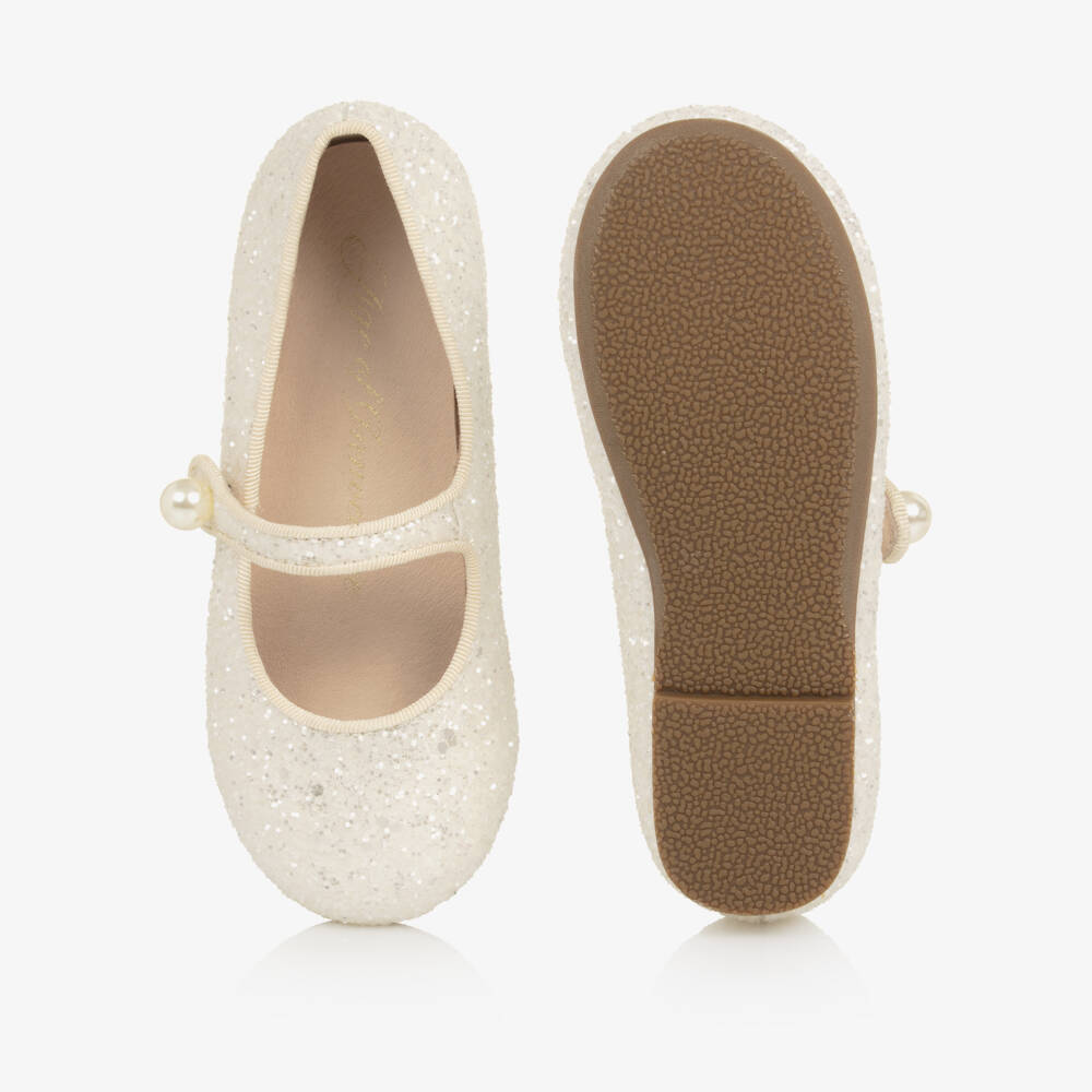 Age of Innocence-Girls Ivory Glitter & Faux Pearl Shoes | Childrensalon Outlet
