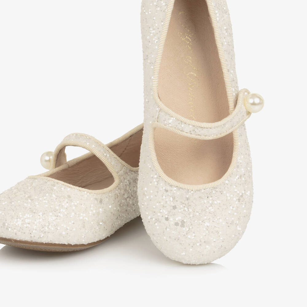 Age of Innocence-Girls Ivory Glitter & Faux Pearl Shoes | Childrensalon Outlet