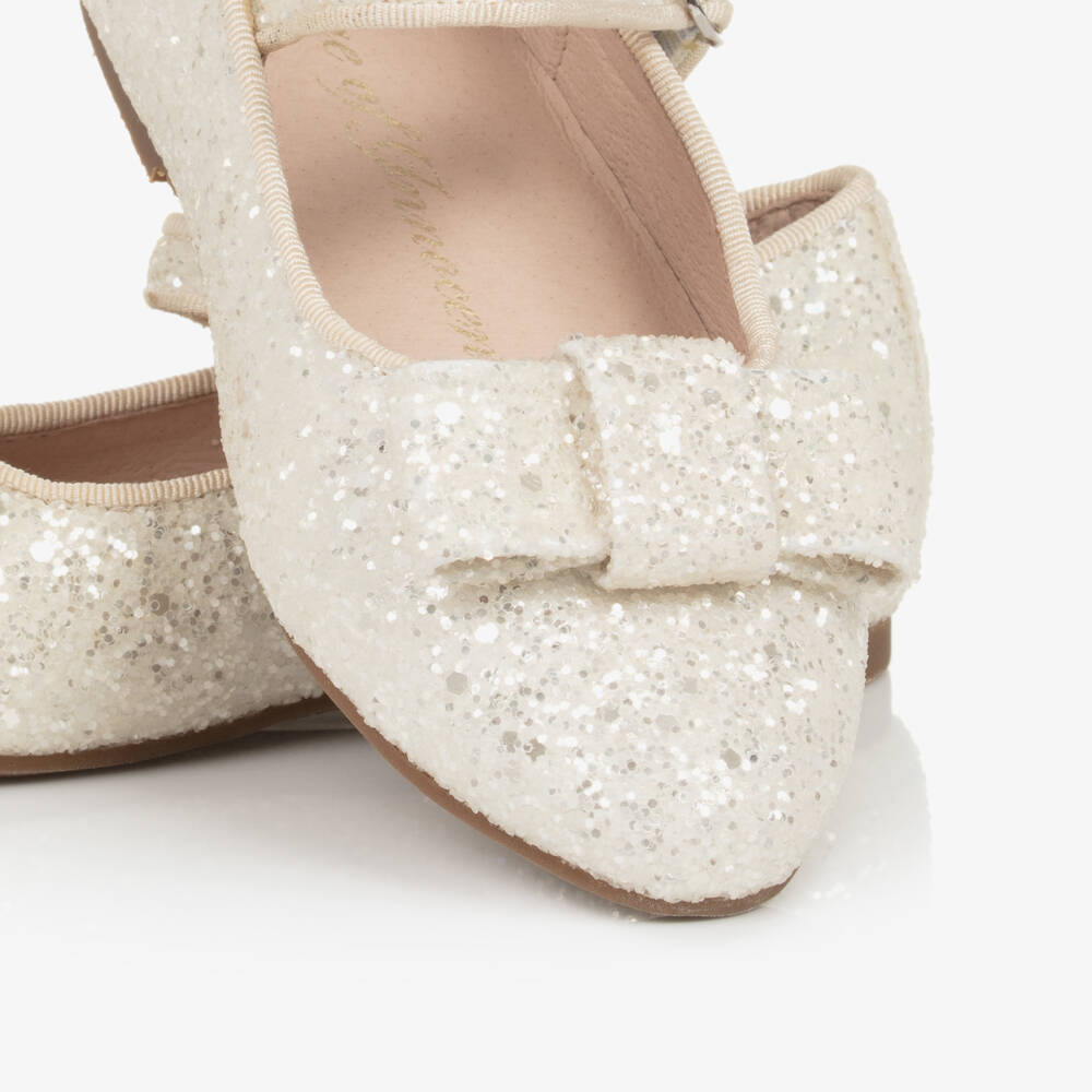 Age of Innocence-Girls Ivory Sparkle Bow Shoes | Childrensalon Outlet