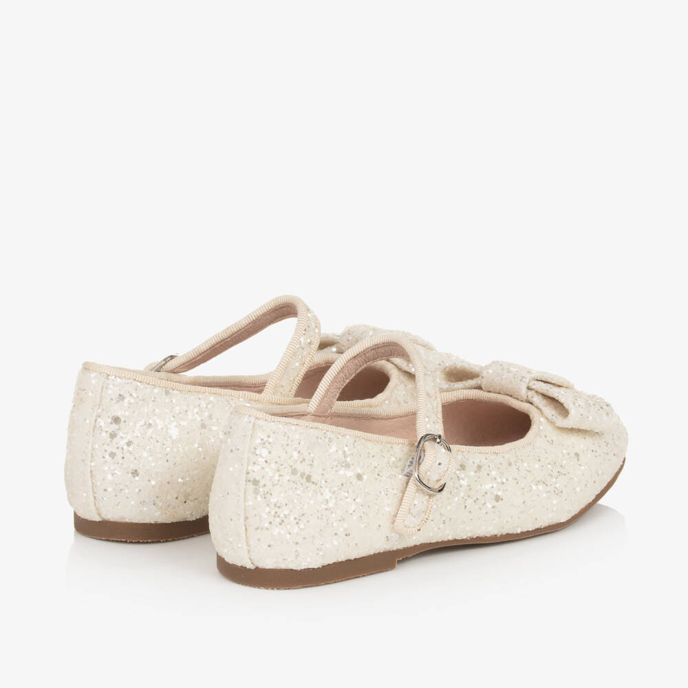 Age of Innocence-Girls Ivory Sparkle Bow Shoes | Childrensalon Outlet