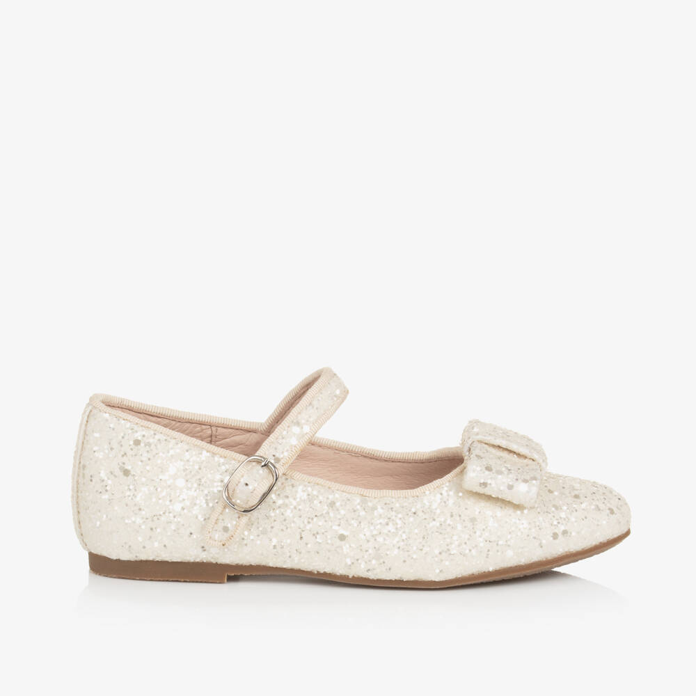 Age of Innocence-Girls Ivory Sparkle Bow Shoes | Childrensalon Outlet