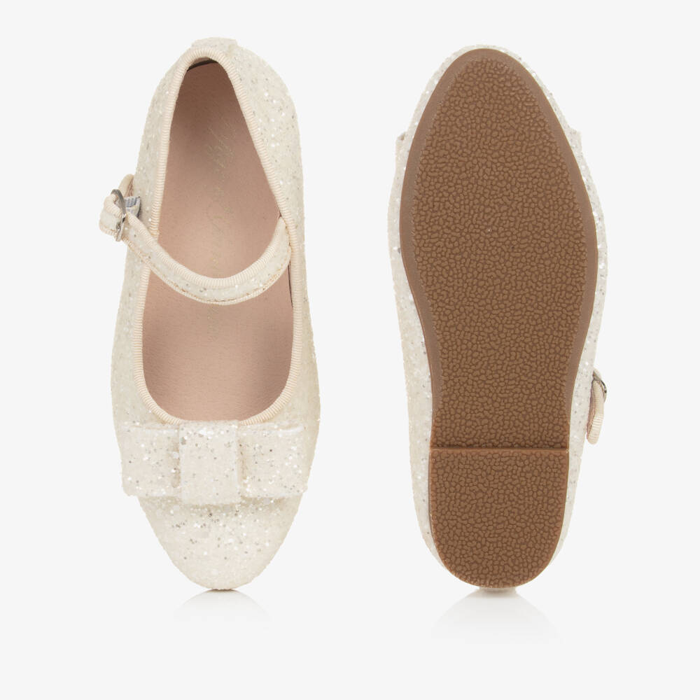 Age of Innocence-Girls Ivory Sparkle Bow Shoes | Childrensalon Outlet