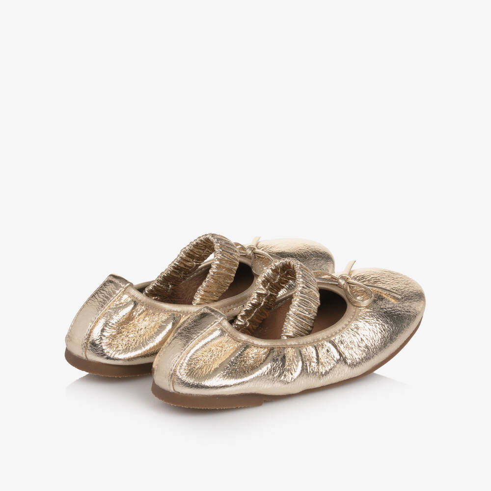 Age of Innocence-Girls Metallic Gold Leather Ballerinas | Childrensalon Outlet