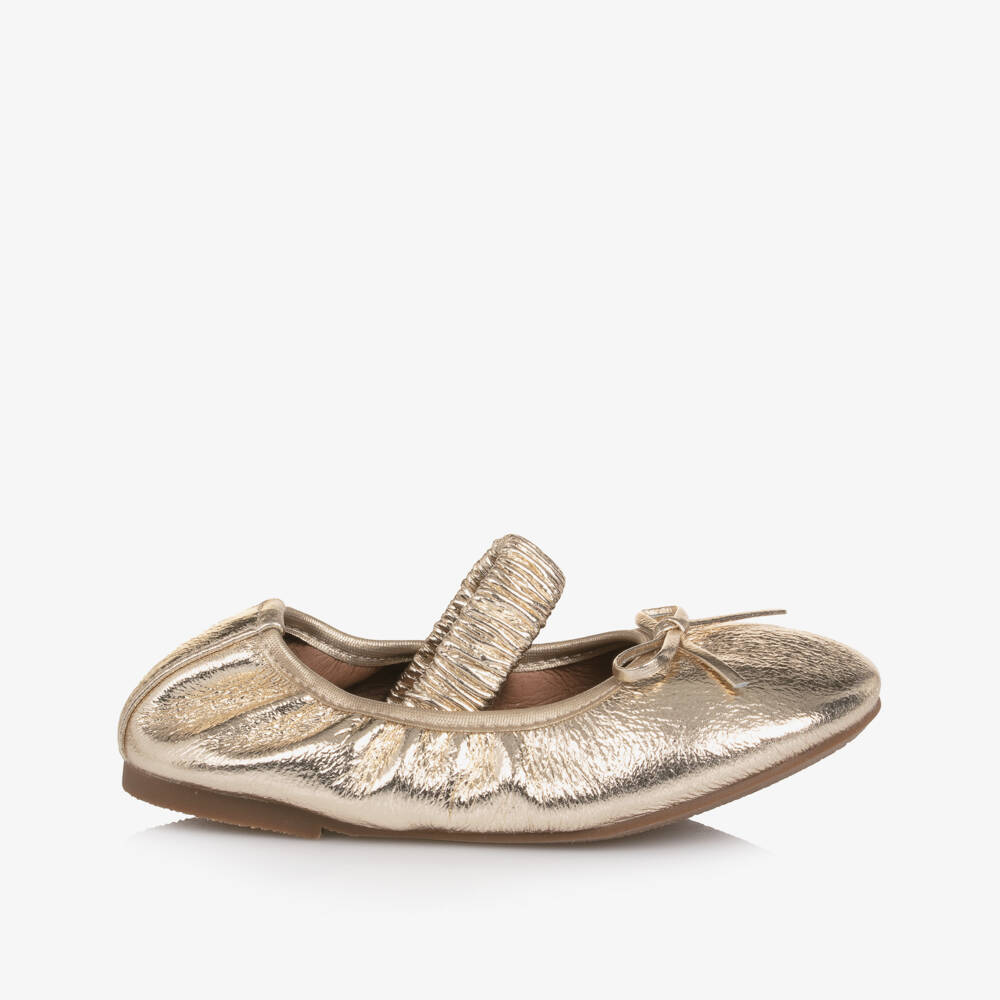 Age of Innocence-Girls Metallic Gold Leather Ballerinas | Childrensalon Outlet