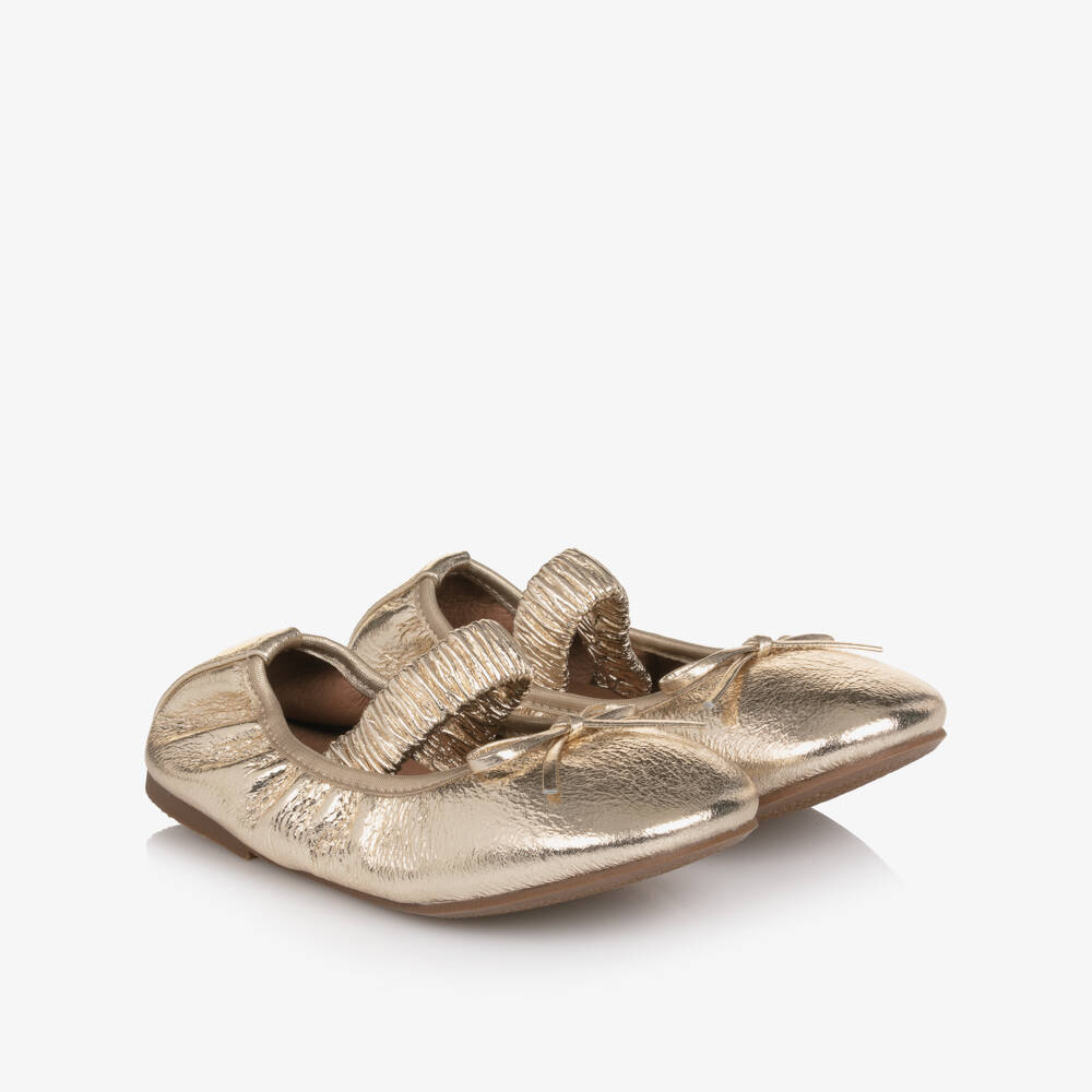 Age of Innocence-Girls Metallic Gold Leather Ballerinas | Childrensalon Outlet