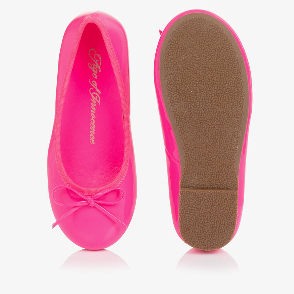 Age of Innocence-Girls Neon Pink Patent Leather Ballerina Pumps | Childrensalon Outlet