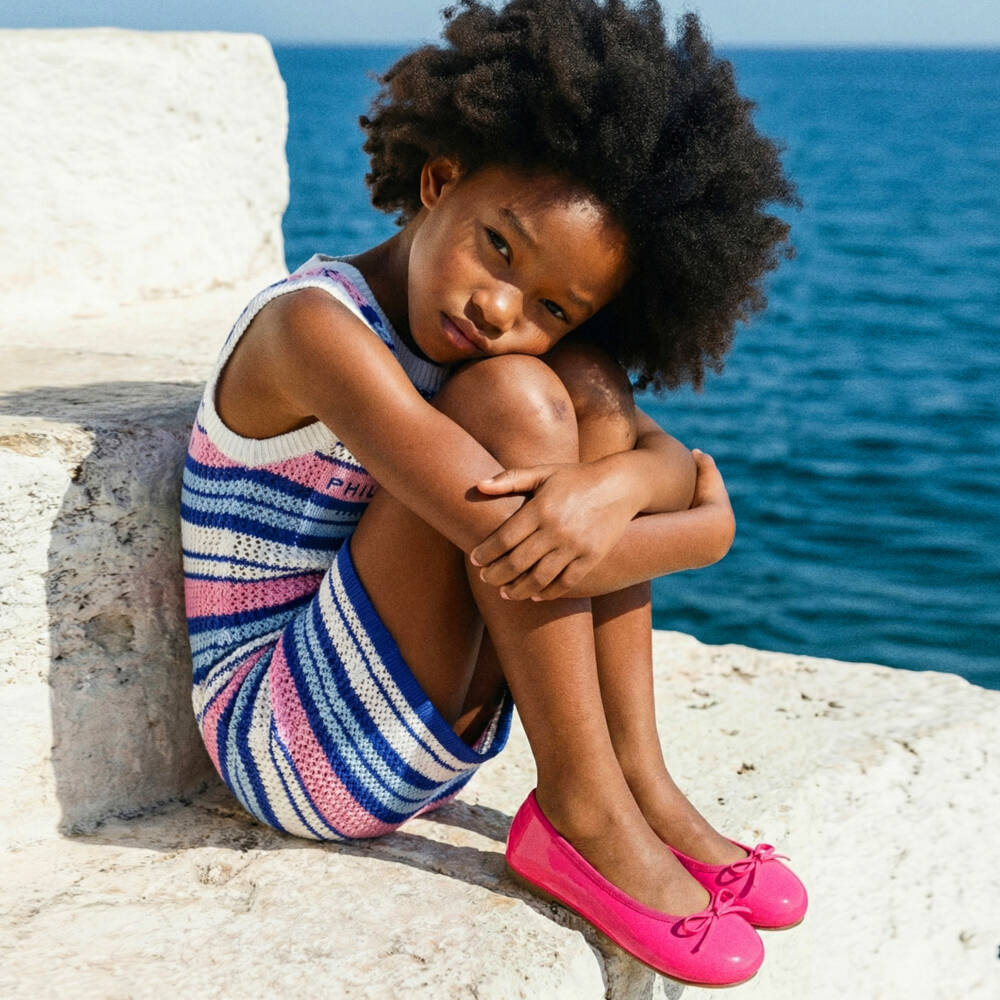 Age of Innocence-Girls Neon Pink Patent Leather Ballerina Pumps | Childrensalon Outlet
