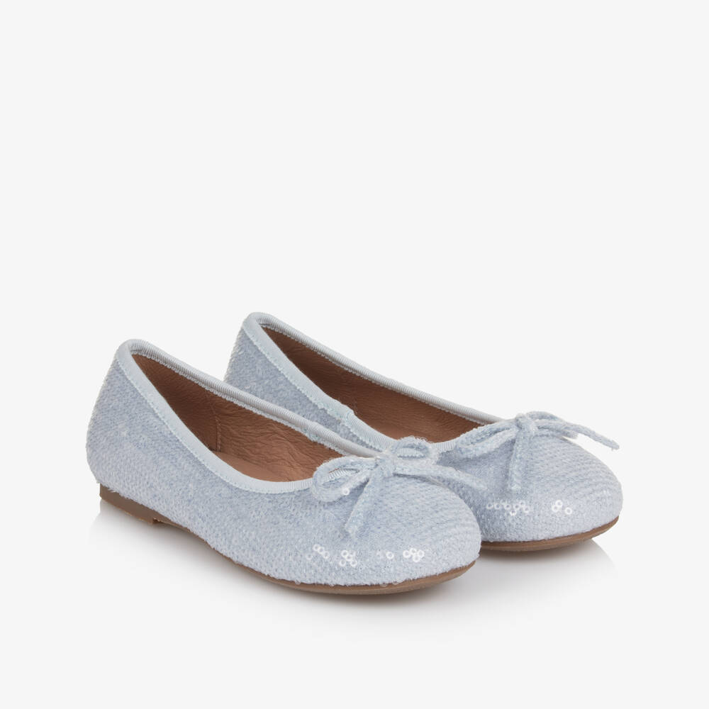 Age of Innocence-Girls Pastel Blue Sequin Ballerina Pumps | Childrensalon Outlet