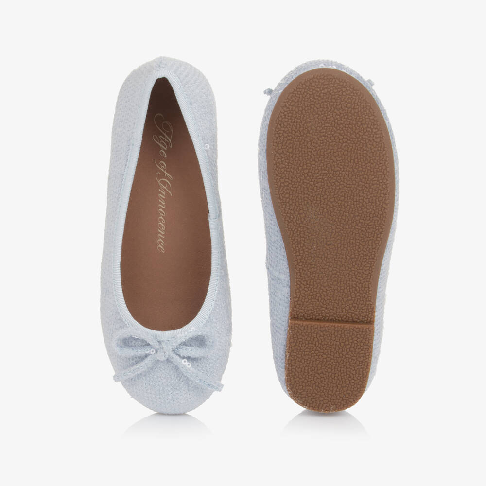 Age of Innocence-Girls Pastel Blue Sequin Ballerina Pumps | Childrensalon Outlet