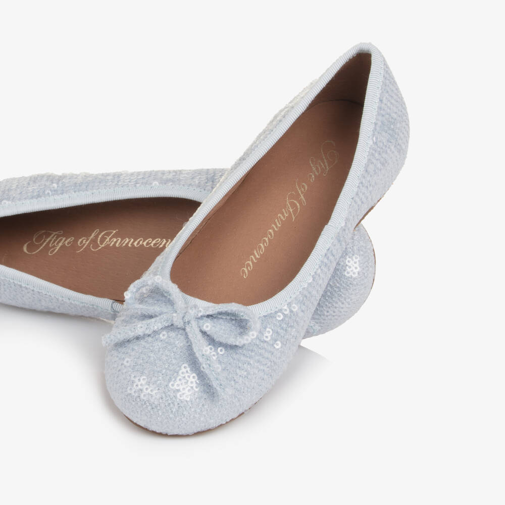 Age of Innocence-Girls Pastel Blue Sequin Ballerina Pumps | Childrensalon Outlet