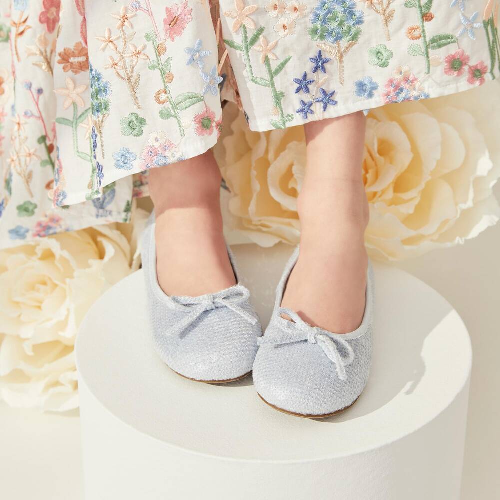 Age of Innocence-Girls Pastel Blue Sequin Ballerina Pumps | Childrensalon Outlet