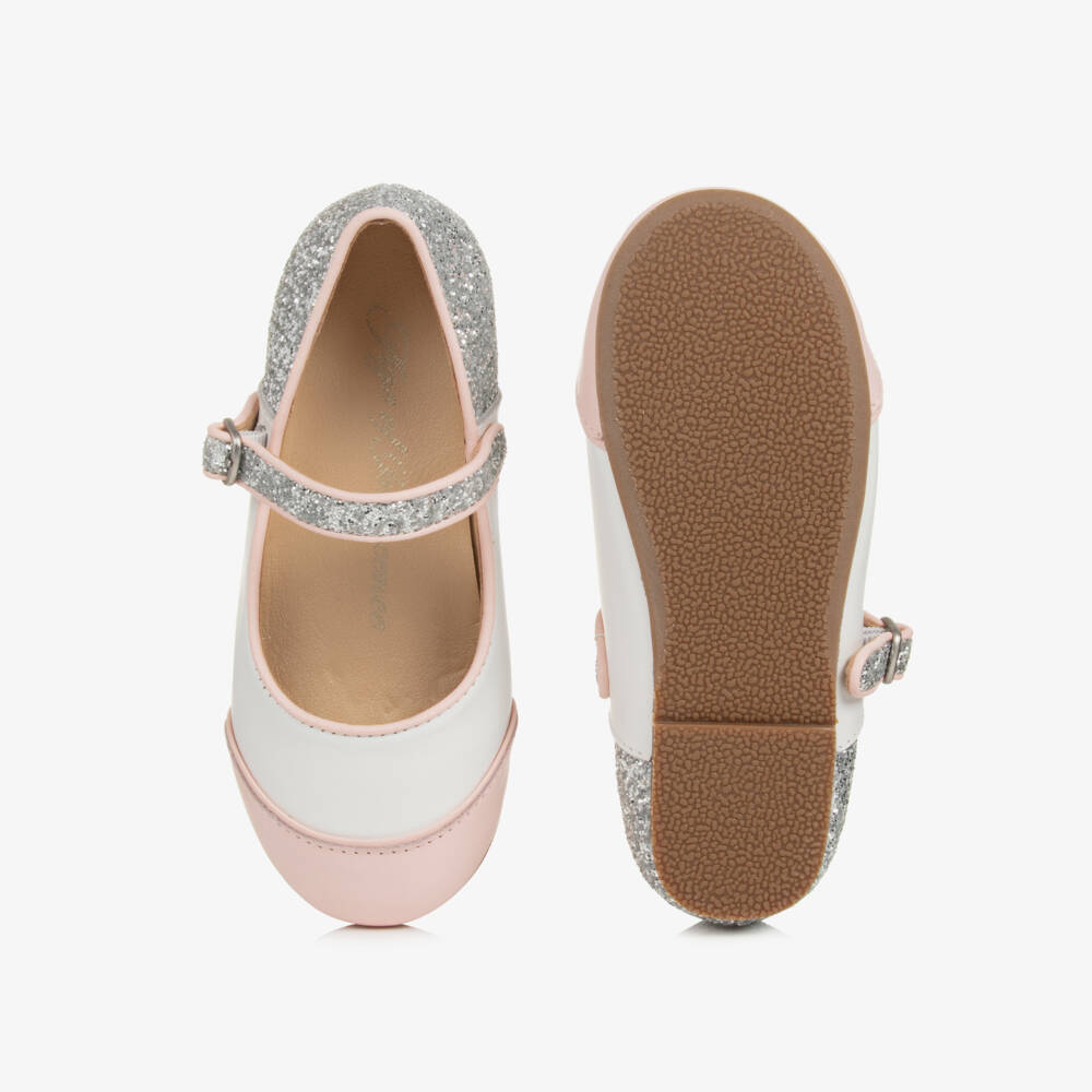 Age of Innocence-Girls Pink & Silver Leather Mary Janes | Childrensalon Outlet