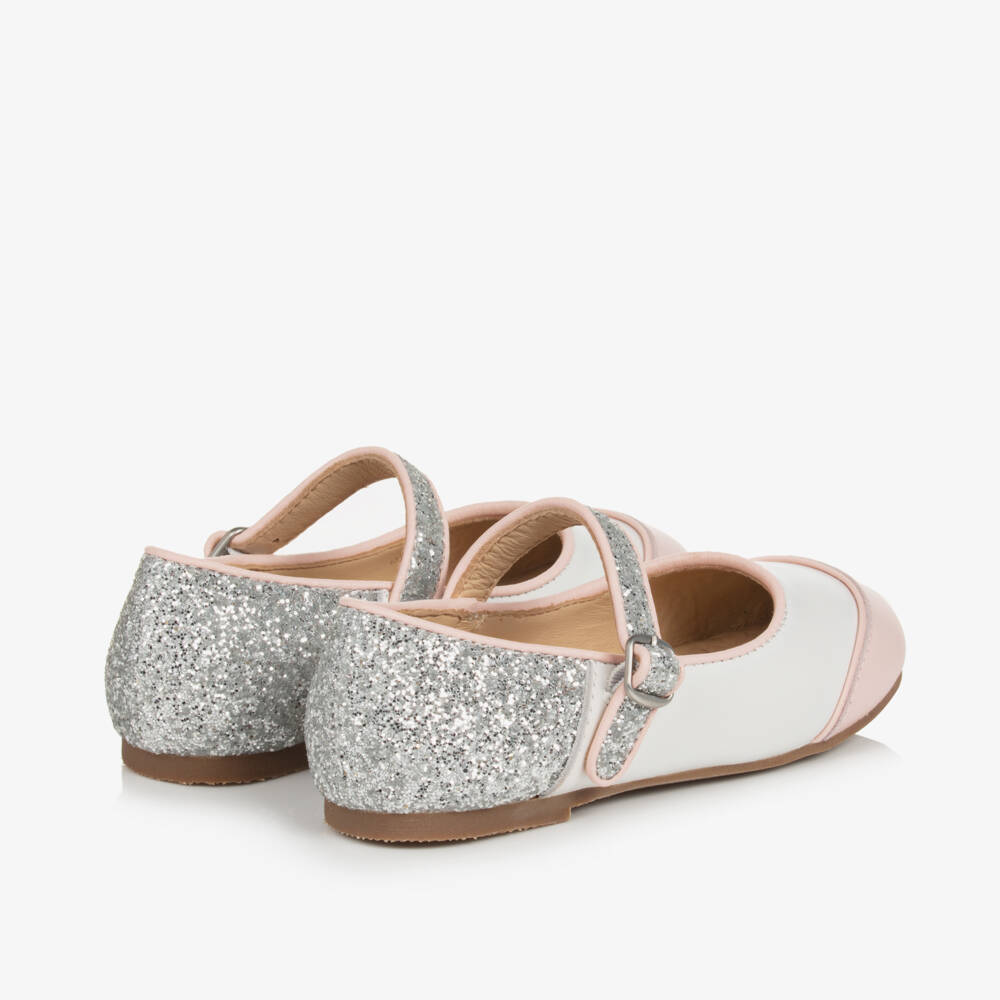 Age of Innocence-Girls Pink & Silver Leather Mary Janes | Childrensalon Outlet
