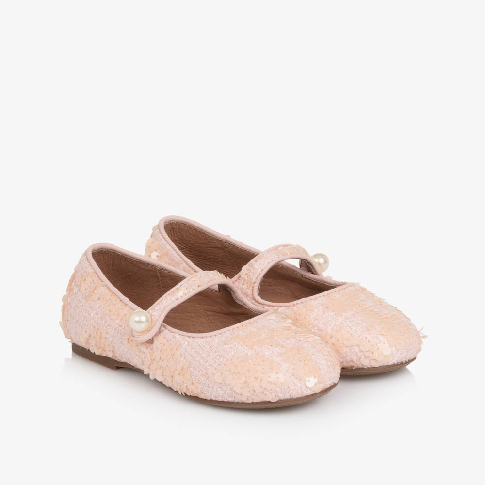 Age of Innocence-Girls Pink Tweed & Sequin Shoes | Childrensalon Outlet