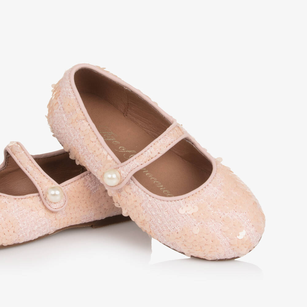 Age of Innocence-Girls Pink Tweed & Sequin Shoes | Childrensalon Outlet