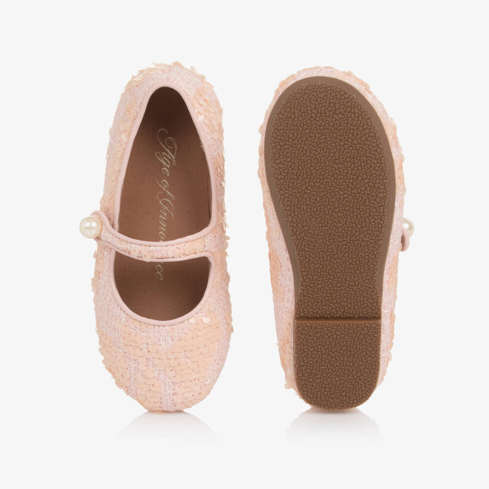 Age of Innocence-Girls Pink Tweed & Sequin Shoes | Childrensalon Outlet