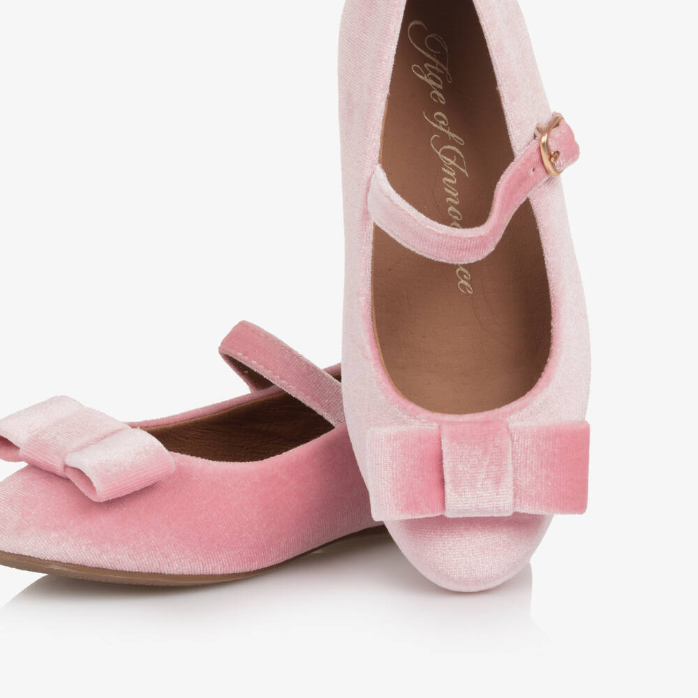 Age of Innocence-Girls Pink Velvet Bow Shoes | Childrensalon Outlet