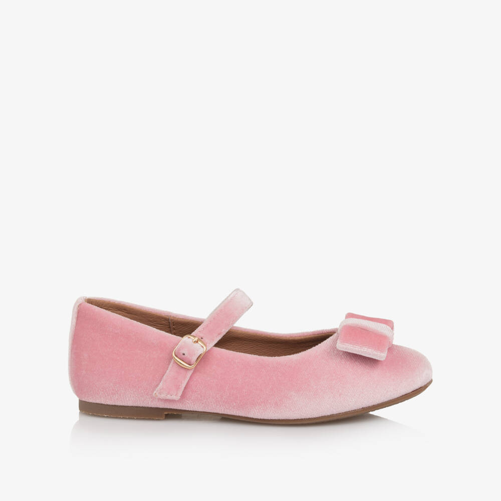 Age of Innocence-Girls Pink Velvet Bow Shoes | Childrensalon Outlet
