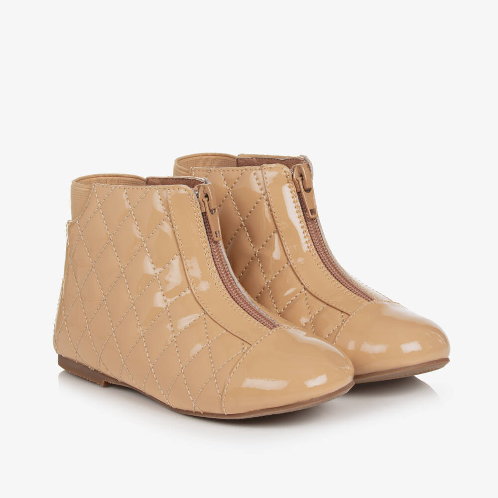 Age of Innocence-Girls Quilted Beige Ankle Boots | Childrensalon Outlet