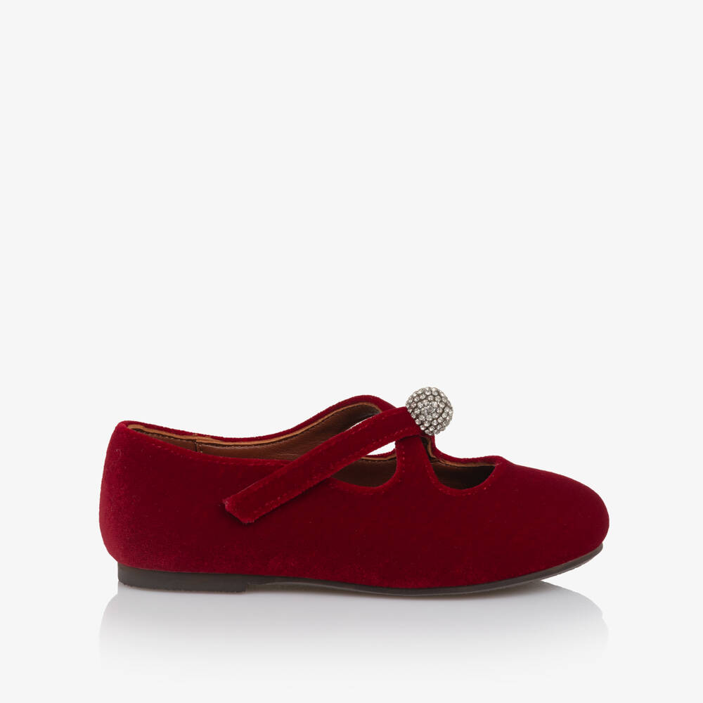 Age of Innocence-Girls Red Velvet & Diamanté Shoes | Childrensalon Outlet