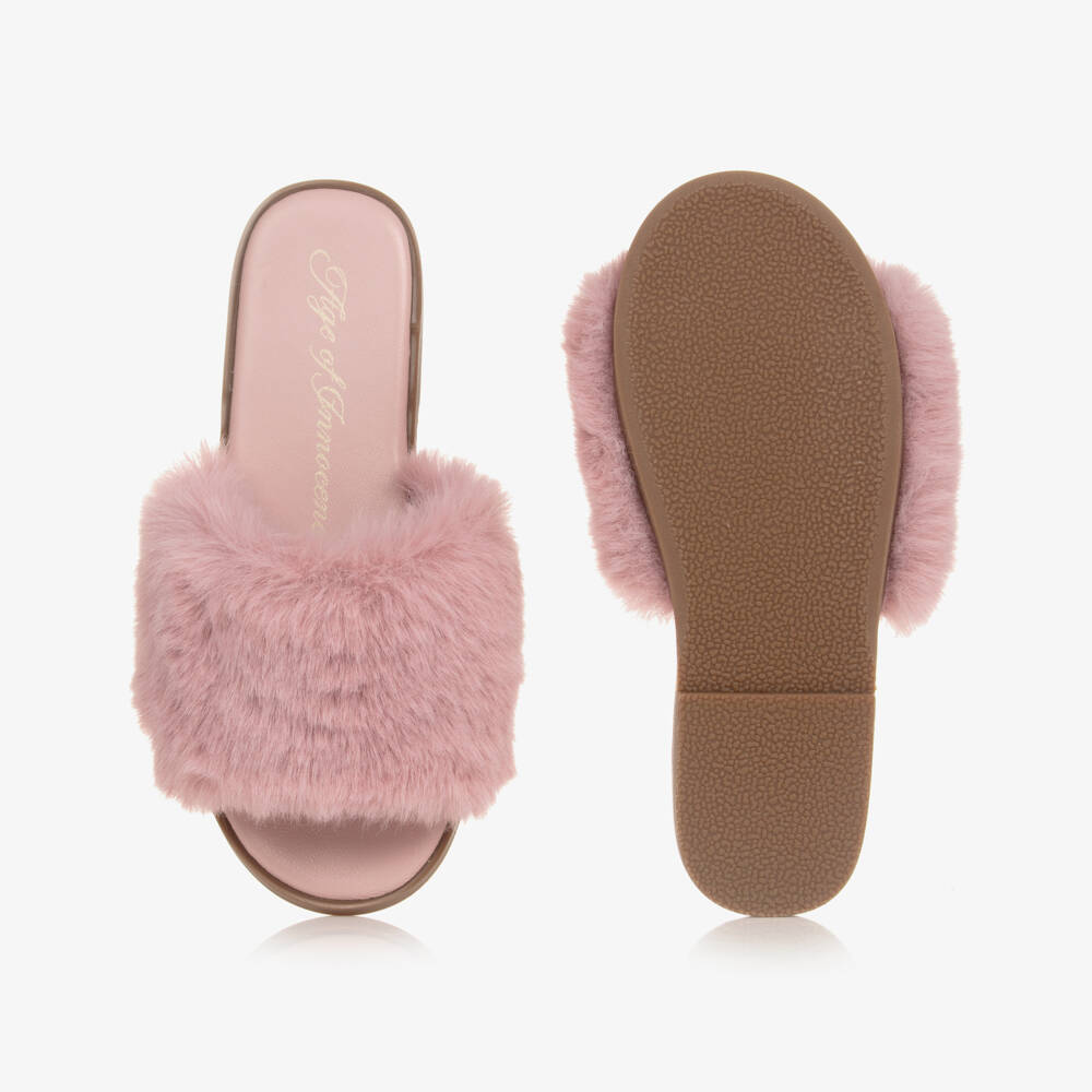 Age of Innocence-Girls Rosy Faux Fur Slip-Ons | Childrensalon Outlet