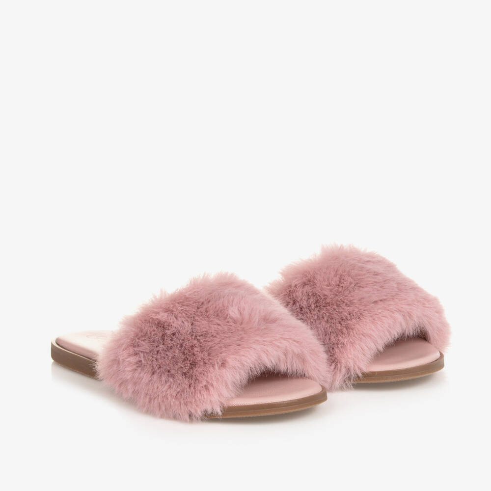 Age of Innocence-Girls Rosy Faux Fur Slip-Ons | Childrensalon Outlet