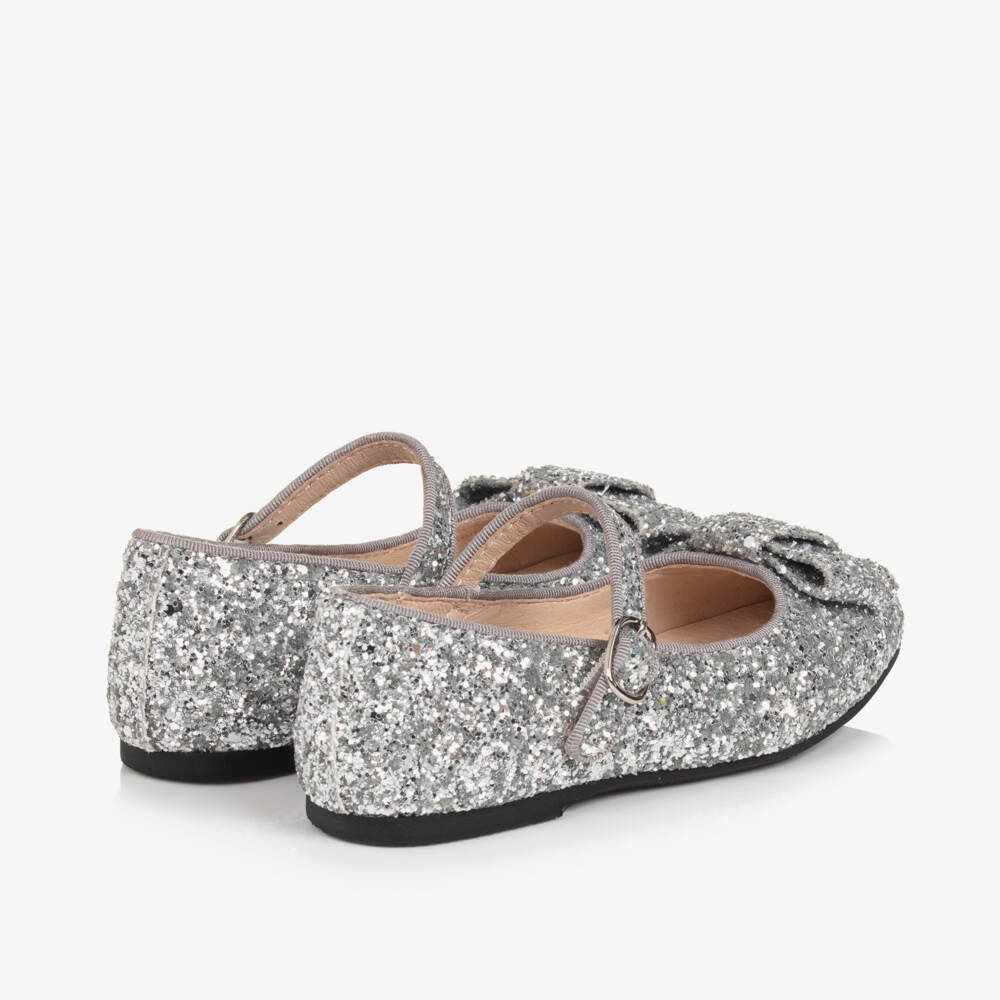 Age of Innocence-Girls Silver Glitter Bow Pumps | Childrensalon Outlet
