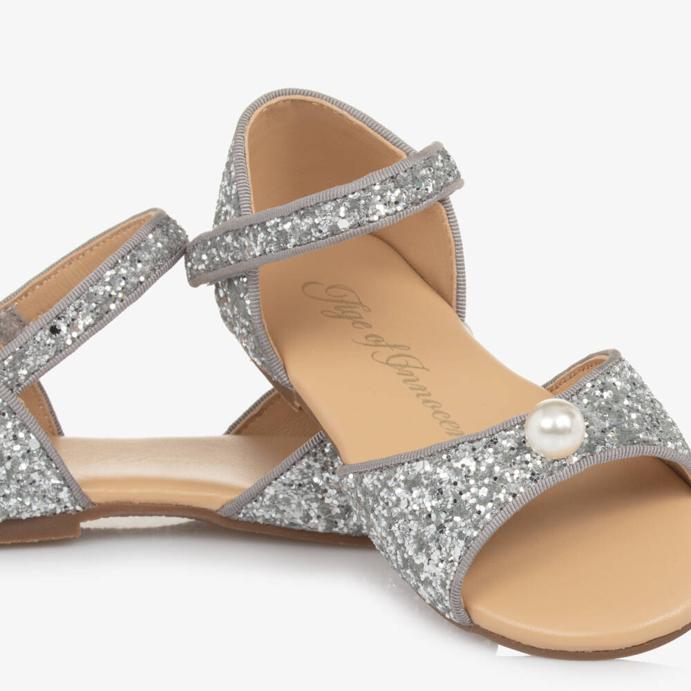 Age of Innocence-Серебристые блестящие сандалии с жемчугом для девочек | Childrensalon Outlet