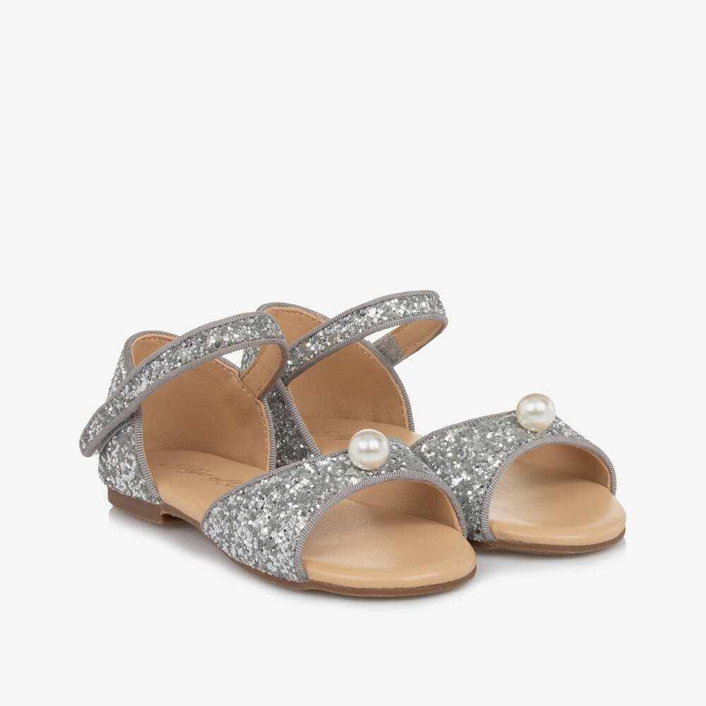 Age of Innocence-Girls Sparkling Silver Pearl Sandals | Childrensalon Outlet
