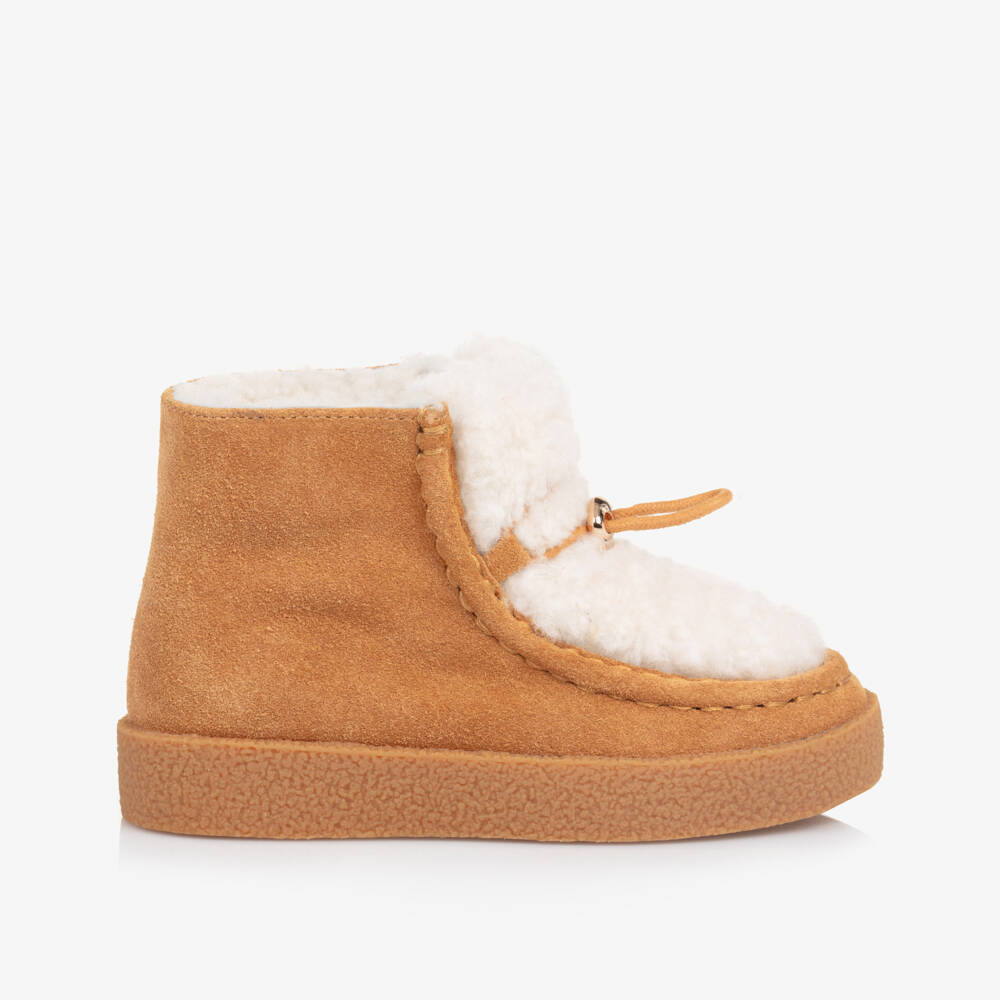 Age of Innocence-Girls Tan Suede & Shearling Boots | Childrensalon Outlet