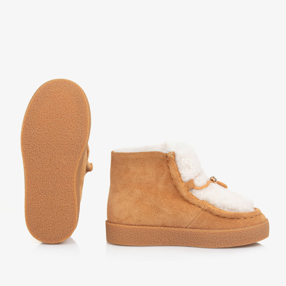 Age of Innocence-Girls Tan Suede & Shearling Boots | Childrensalon Outlet