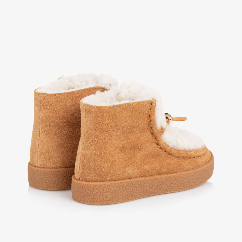 Age of Innocence-Girls Tan Suede & Shearling Boots | Childrensalon Outlet