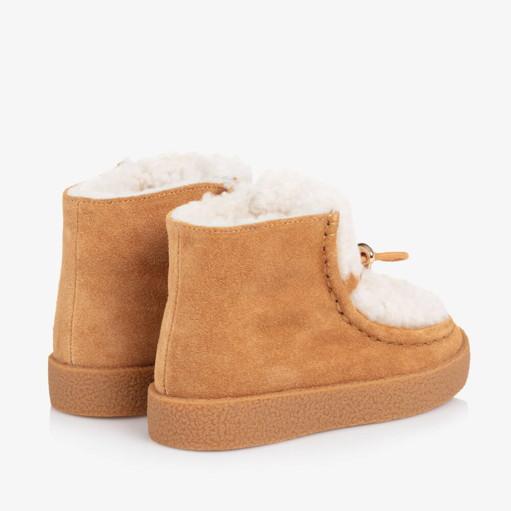 Age of Innocence-Girls Tan Suede & Shearling Boots | Childrensalon Outlet