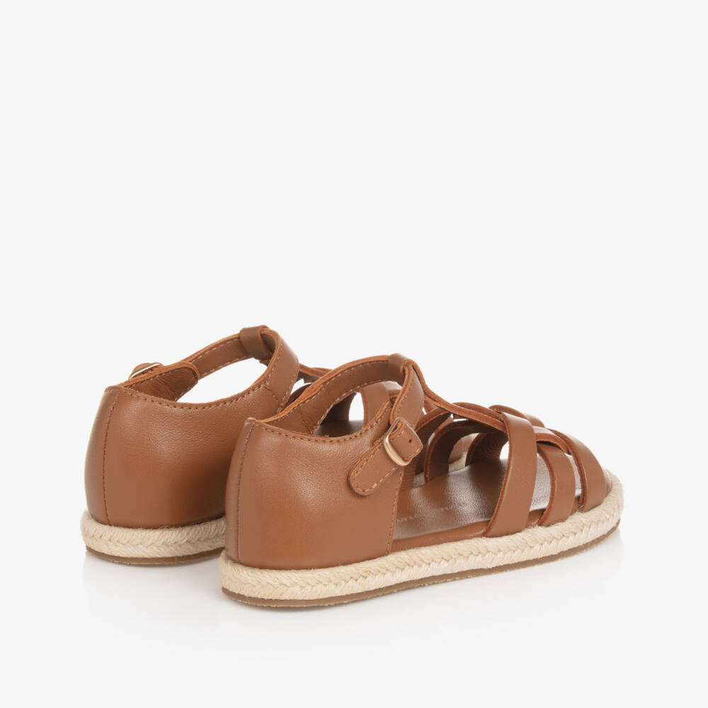 Age of Innocence-Girls Tan T-Bar Leather Sandals | Childrensalon Outlet