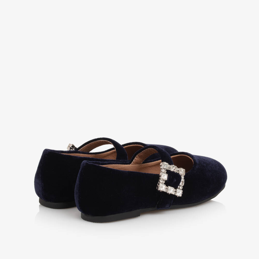 Age of Innocence-Girls Velvet Navy Party Shoes | Childrensalon Outlet