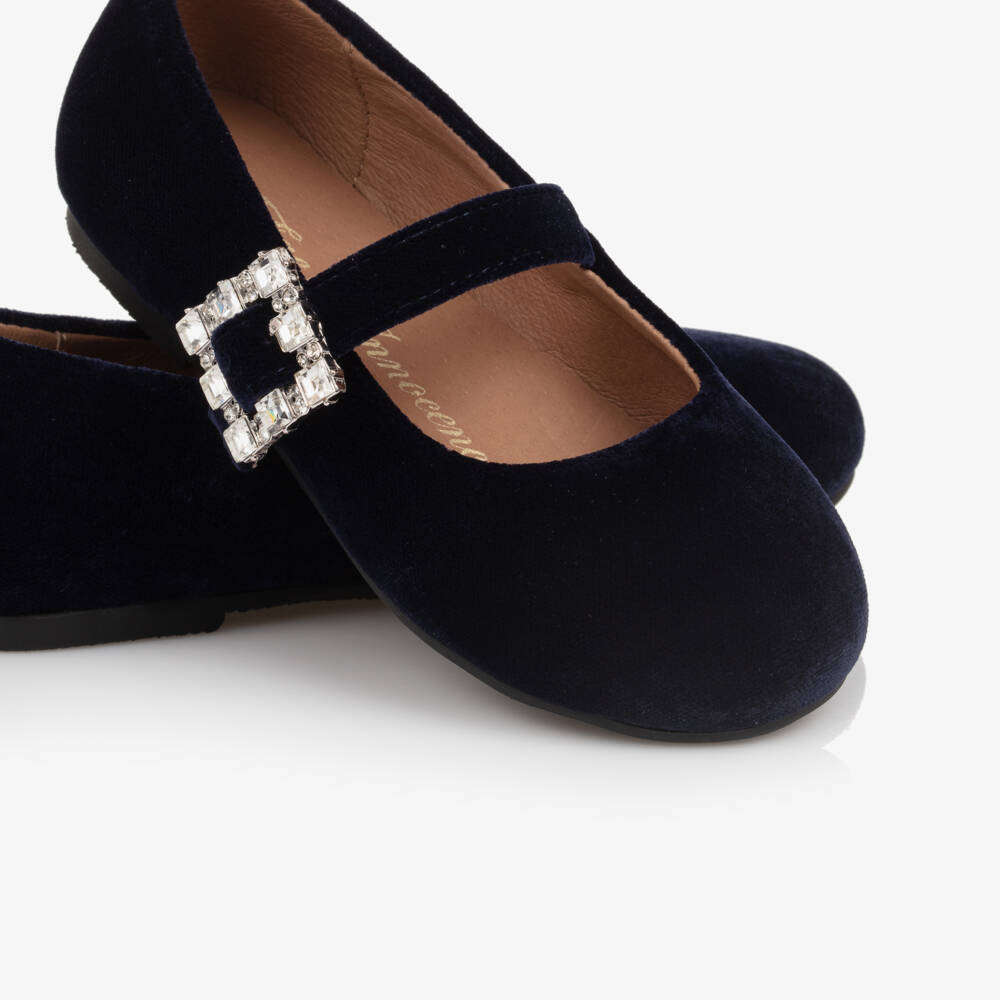 Age of Innocence-Girls Velvet Navy Party Shoes | Childrensalon Outlet