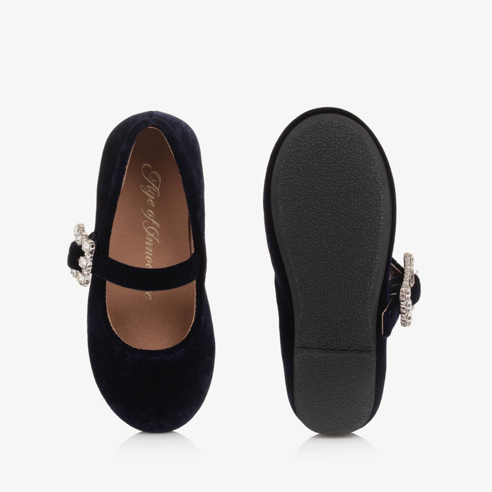 Age of Innocence-Girls Velvet Navy Party Shoes | Childrensalon Outlet