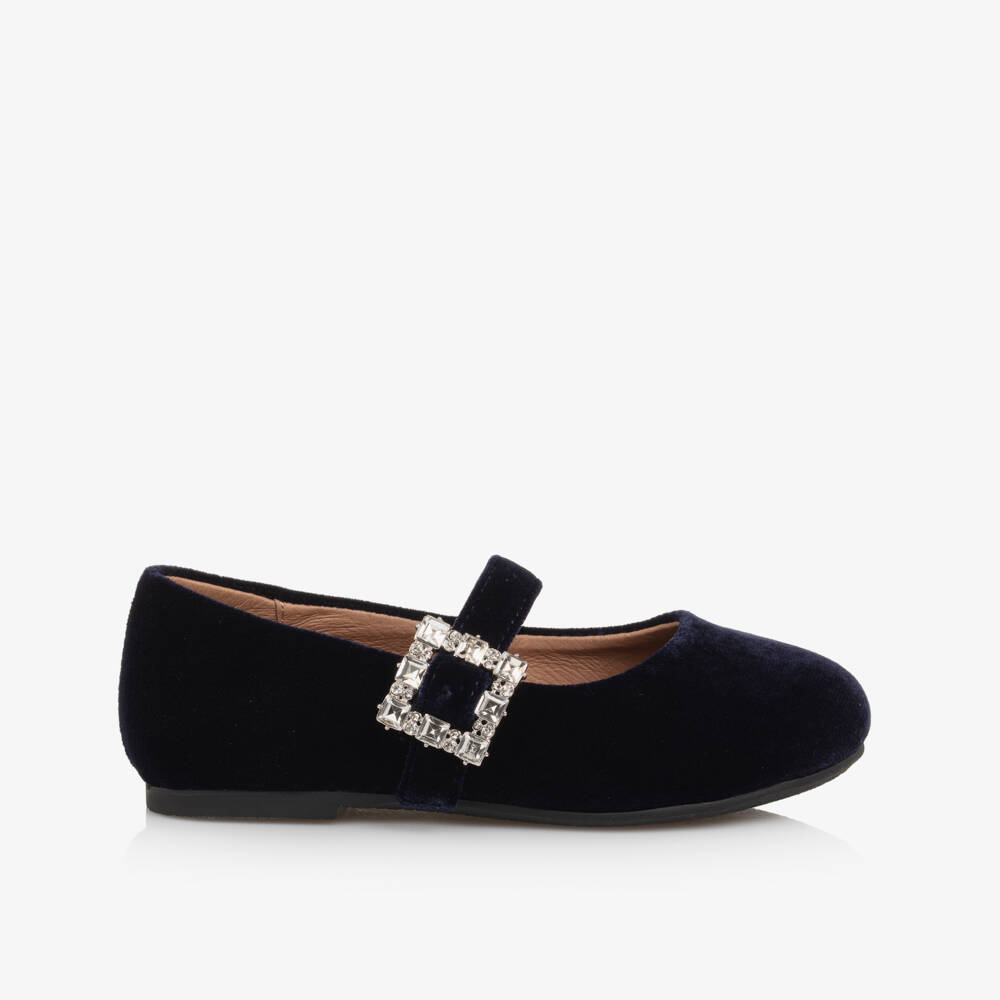 Age of Innocence-Girls Velvet Navy Party Shoes | Childrensalon Outlet