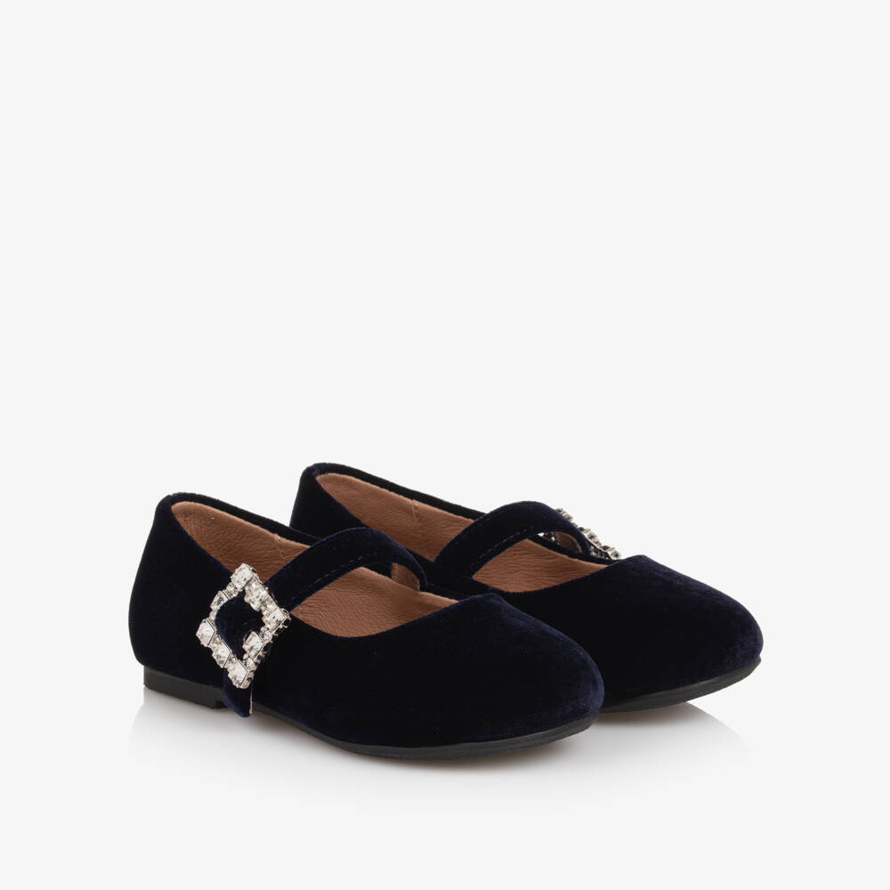 Age of Innocence-Girls Velvet Navy Party Shoes | Childrensalon Outlet
