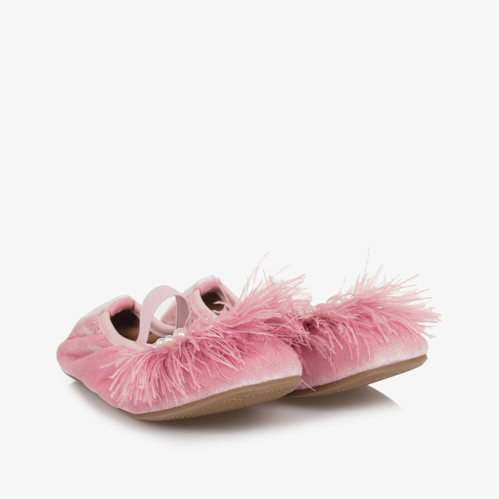 Age of Innocence-Girls Velvet Pink Ballet Shoes | Childrensalon Outlet