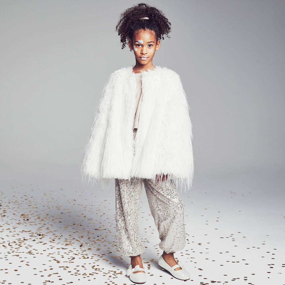 Age of Innocence-Girls White Sequinned Bow Shoes | Childrensalon Outlet